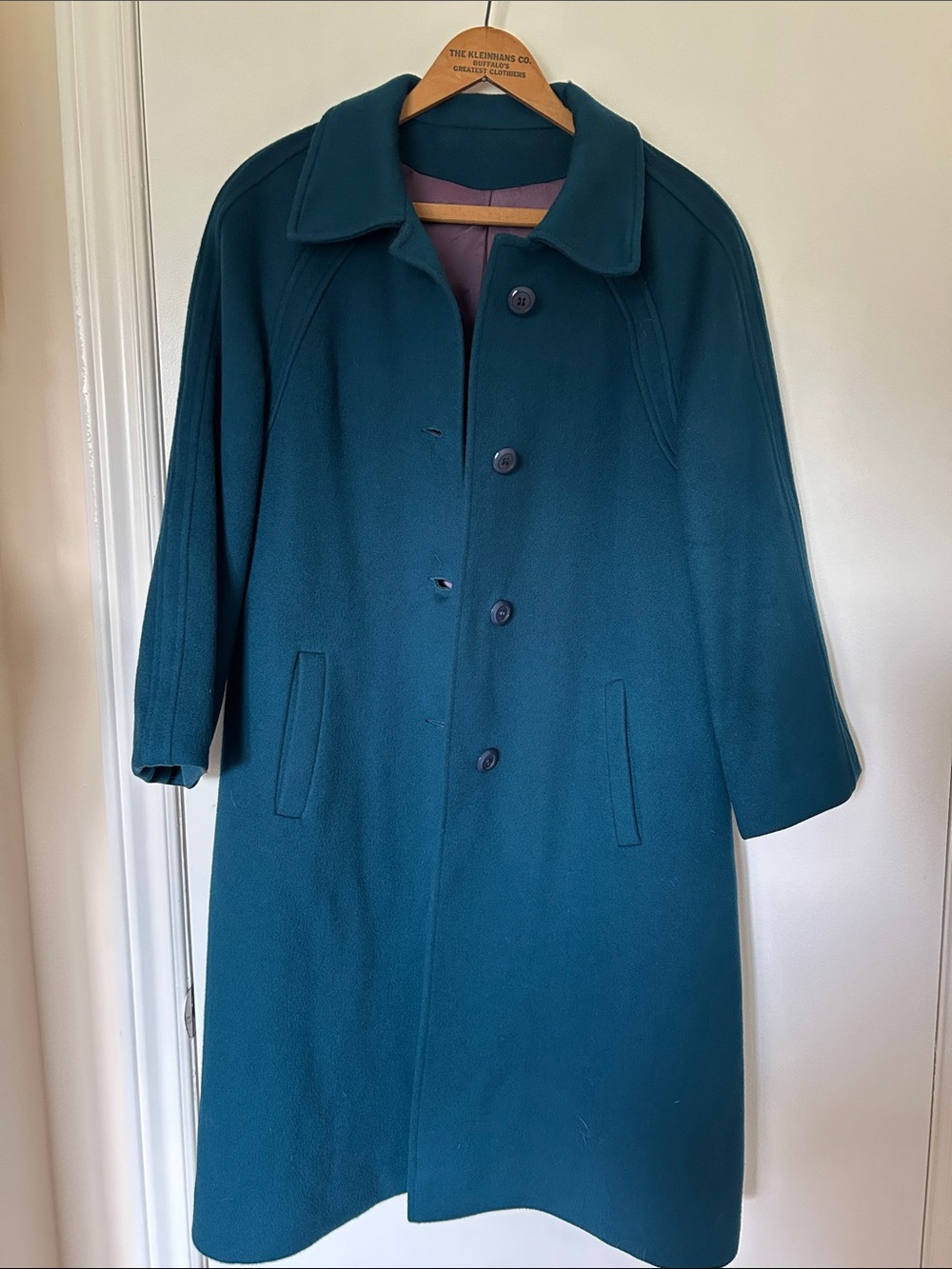 Vintage Teal 100% virgin Wool Coat - Women's